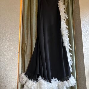 Vintage 2003 Ballroom slit skirt w/custom Maribou hem&border